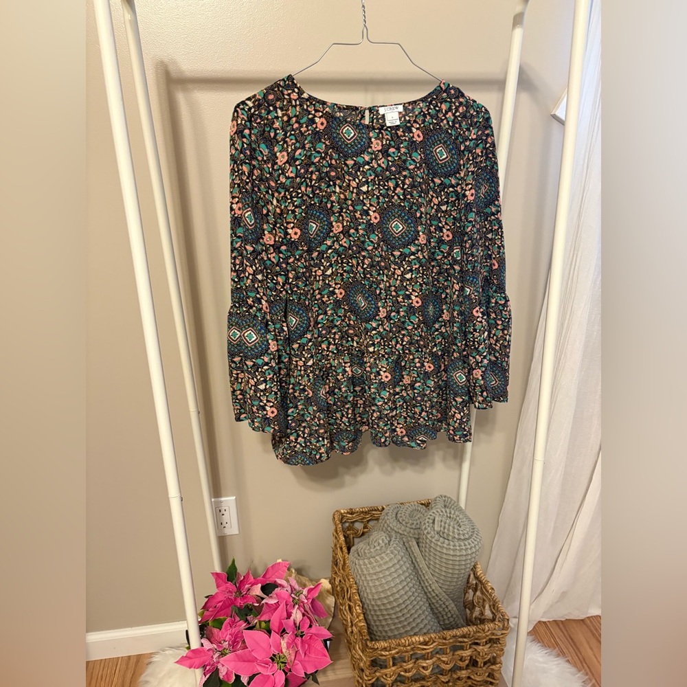 J. Crew Multicolor Floral Blouse